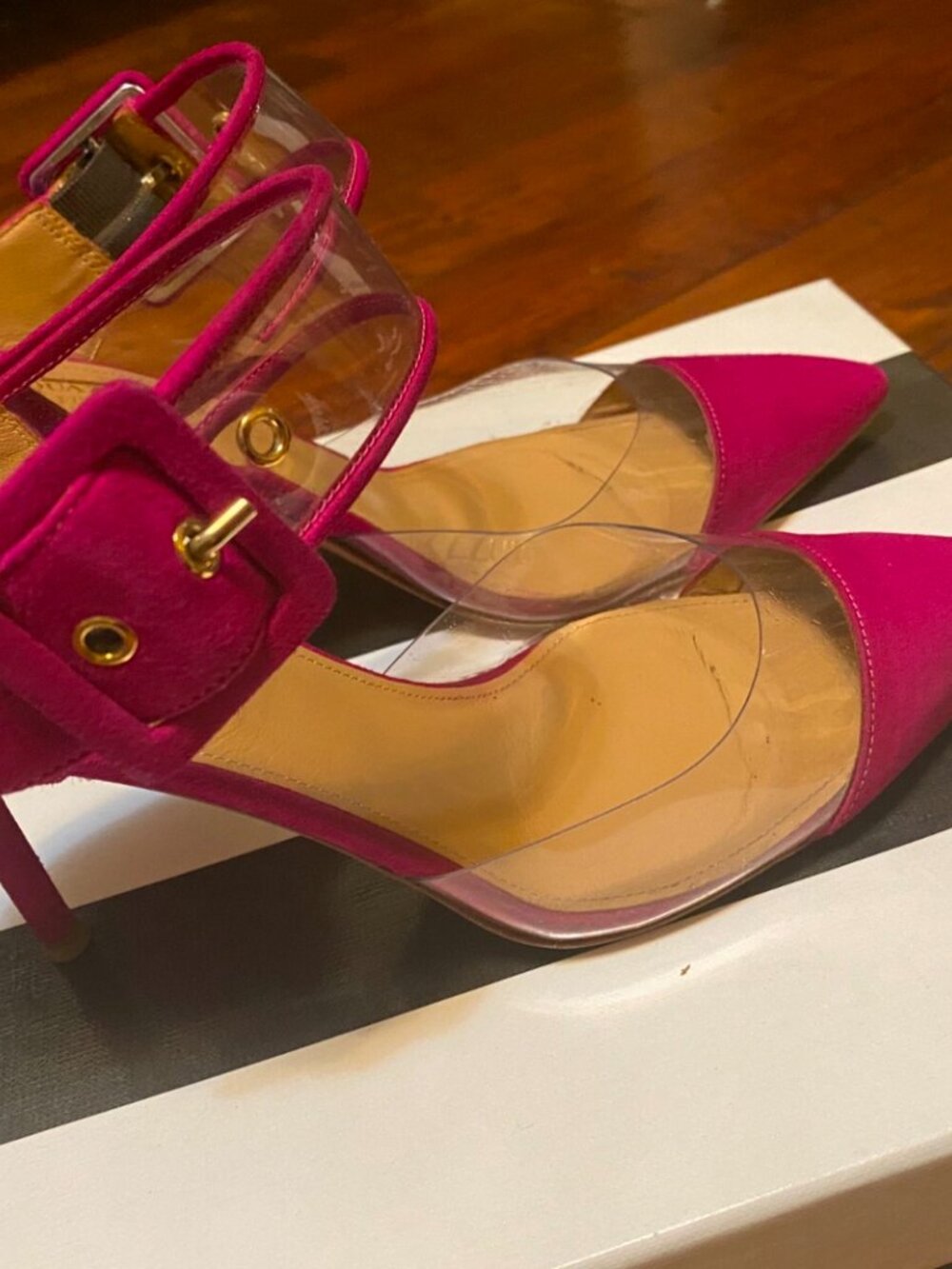Aquazzura Magenta Optic Mules/Slides - Picture 3 of 5